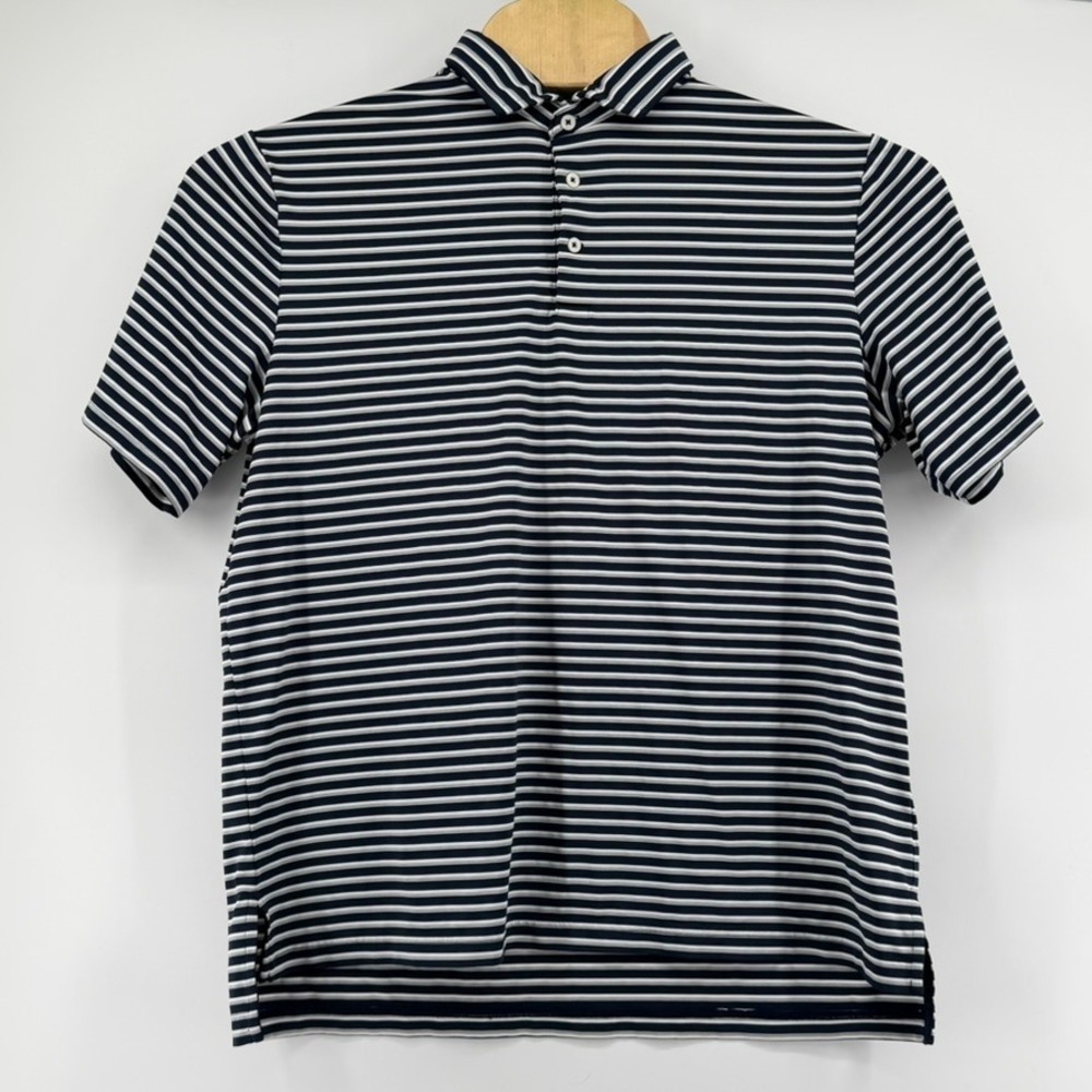 RLX Ralph Lauren Mens XL Polo Shirt Striped Navy Gray Golf Short Sleeve - Picture 2 of 8